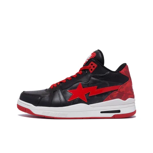A BATHING APE Clutch Sta Скейтборд Кроссовки MID Топ Черный Красный Мужской