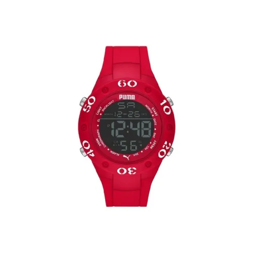 PUMA Женские часы Кварцевый механизм Пластиковый ремешок 49 мм Черный циферблат