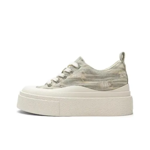 TOOMANYSHOES Березовый Лес Низкие Кроссовки для Скейтбординга 4CM Женские Серые