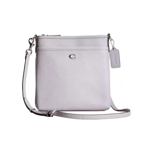 COACH Kitt Крестовая текстура Кожа Курьерская Сумка Сумка через плечо Маленькая Женская Серо-синяя