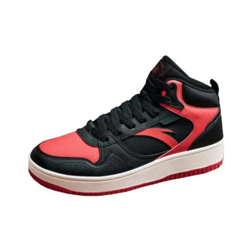 ANTA Life Collection Slip-resistant Abrasion-resistant High Top Skateboard Shoes Men's Black Red ANTA Life Collection Скользящие Устойчивые к износу Высокие Кроссовки для скейтбординга Мужские Черные Красные