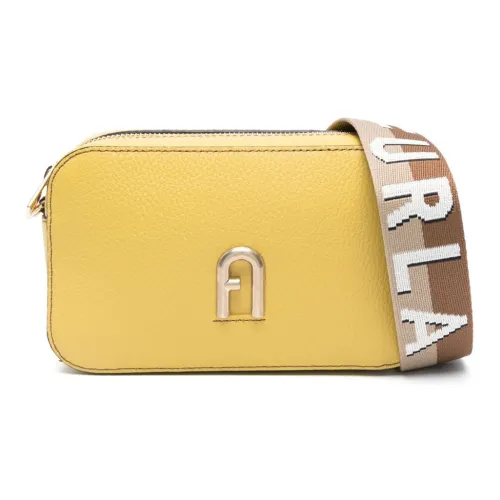 Furla Primula Телячья кожа Camera Сумка Сумка через плечо Мини Женская Лимонно-желтая