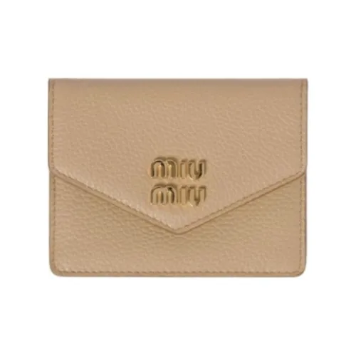MIU MIU Кожа Держатель для карт Женский Песочно-бежевый Желтый Цвет