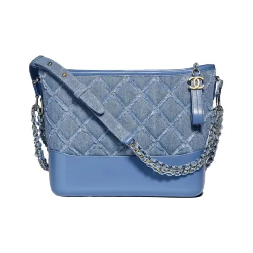 CHANEL Gabrielle Denim Hobo Bag Сумка Сумка через плечо Сумка через плечо Маленькая Женская Темно-джинсовый синий