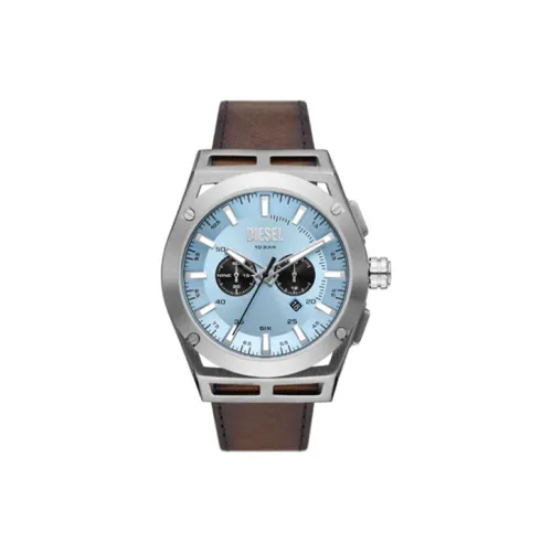 DIESEL TIMEFRAME Мужские часы Кварцевый механизм Кожаный ремешок Синий циферблат Часы DZ4611