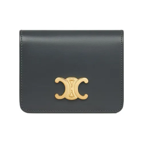 CELINE Triomphe Яркий Телячья кожа Кошелек Женские Сланцево-серый