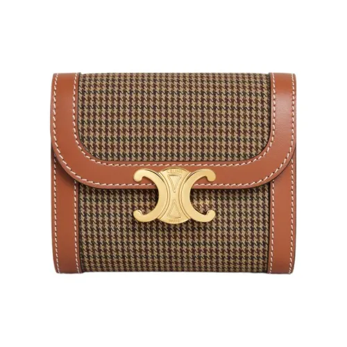 CELINE Triomphe Ткань с коровьей кожей цветовая комбинация кошелек маленький женский многоцветный