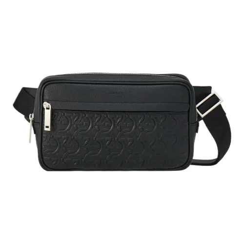 Ferragamo Hammered Телячья кожа Бананка Стандартный Мужской Черный