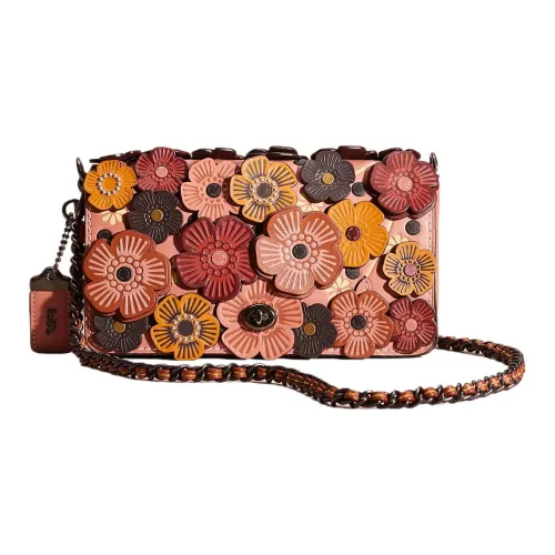 COACH Dinky Кожа Сумка через плечо Сумка на плечо Женская Белая Металл Пыль Земляной тон Розовый