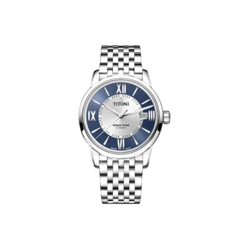 TITONI Sky Star Collection Автоматический Механический Механизм Мужские Часы Часы 40 мм Синий Циферблат