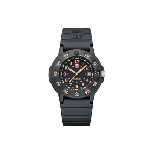 LUMINOX Кварцевый механизм Мужские часы Циферблат Черный Резиновый корпус Часы Смольный ремешок