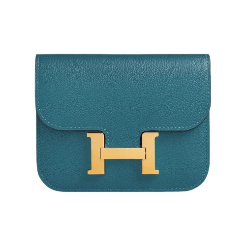 HERMES Constance Slim Evercolor Телячья кожа Клатч Бананка Кошелек Женские D2 Новый BLEU Jean Новый Джинсовый синий