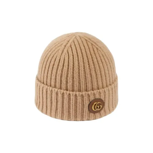 GUCCI Шерсть Кашемир Кожа Шапки-бини Унисекс Коричневый