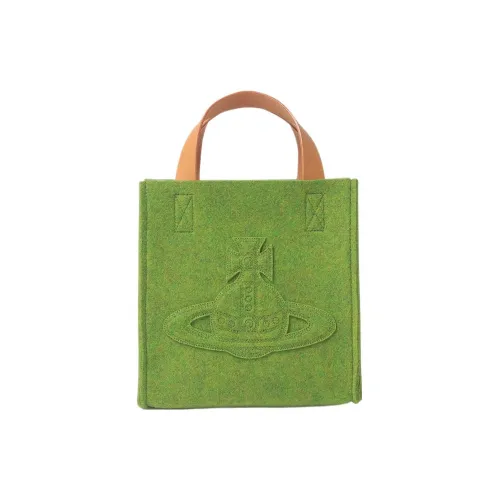Vivienne Westwood Полиэстер с коровьей кожей сумка-тоут сумка для покупок сумка среднего размера женская зеленая