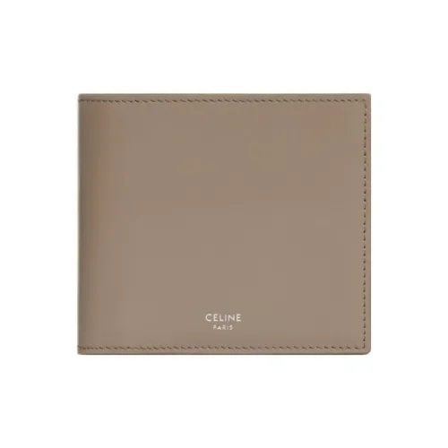 CELINE Блестящий Коровья кожа Кошелек Мужской Дымчато-серый Умбра