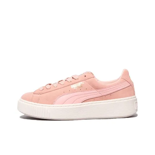 PUMA Suede Series Платформа Покрытие Низкие Кроссовки для скейтбординга Женские Белые Розовые