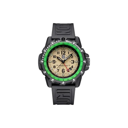 LUMINOX Кварцевый механизм Мужские часы Часы 46 мм Желтый циферблат Часы Углеродное волокно Чехол для часов Смольный ремешок