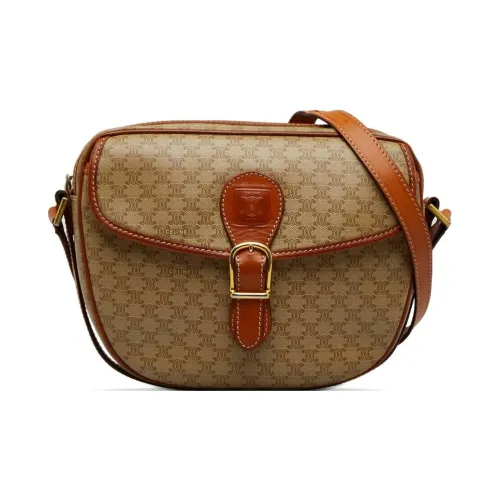 CELINE Холст и кожа Сумка через плечо Женская Бежевая и Светло-коричневая