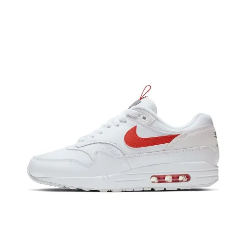 Nike Air Max 1 Abrasion Resistant Низкий Топ Повседневная Обувь Мужская Белый Красный