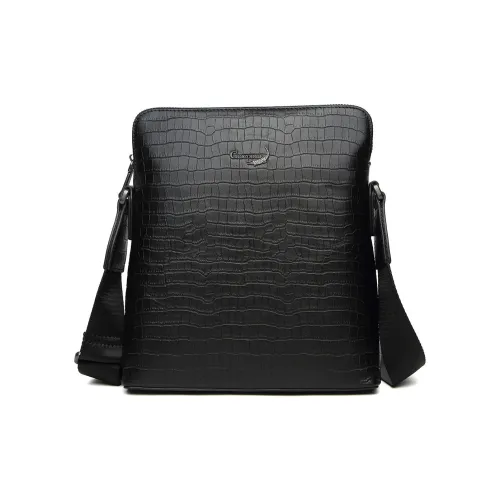 Крокодил верх крупнозернистая текстура коровья кожа сумка через плечо стандартная мужская черная