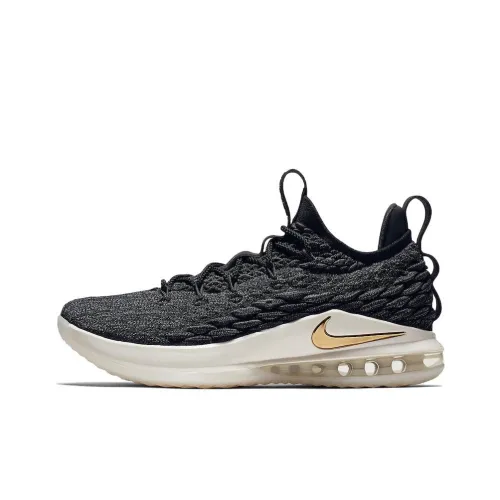 Nike Lebron 15 Амортизаторы Slip-resistant Низкий топ Баскетбольные кроссовки Мужской Черный Золото