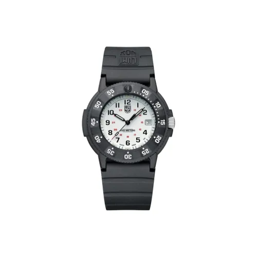 LUMINOX Кварцевый механизм Мужские часы Часы 43 мм Белый циферблат Углеродное волокно Чехол для часов Резиновый ремешок