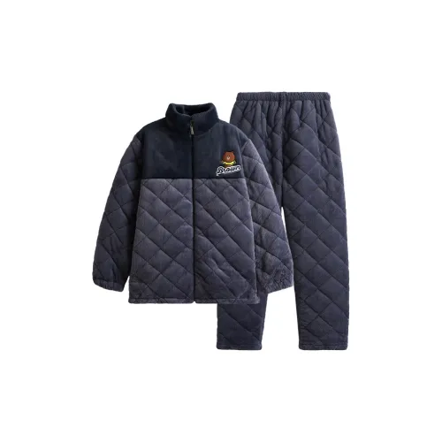 FENTENG I98450957 Темно-серый Синий Мужской Пижамный Комплект