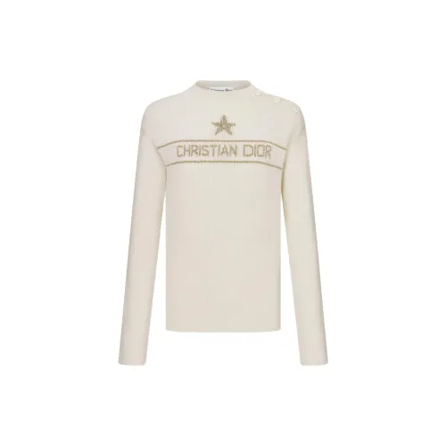 DIOR Вышитый Свитер Толстовка Женская Белая