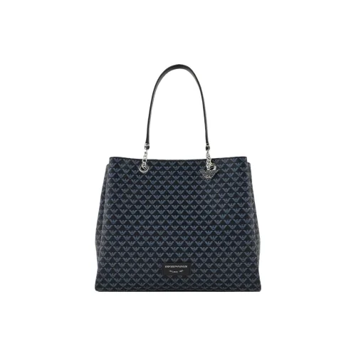 EMPORIO ARMANI Полиэстер Тоут Сумка Сумка для покупок Сумка-ведро Сумка через плечо Средняя Женская Черная и Синяя
