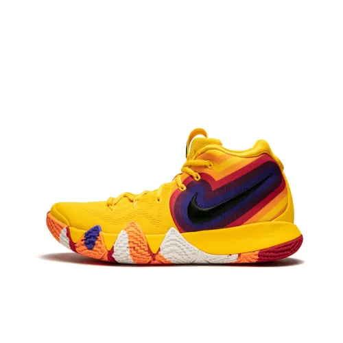 Nike Kyrie 4 Нескользящий Легкий MID Топ Баскетбольные кроссовки для игры Мужской Желтый