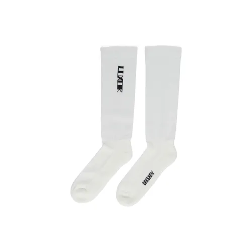 Rick Owens DRKSHDW Носки В Молоко И Черный Хлопок KNIT Высокие Носки Мужские 1 Пачка Белые