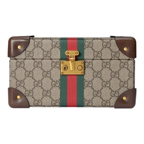 Gucci Canvas с кожаными вставками браслет коробка хранение коробка твердый чехол унисекс бежевый и эбеновый