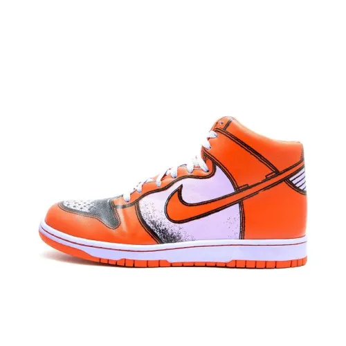 Nike Dunk High 1 штука Премиум Амортизация Высокие Кроссовки для скейтбординга Унисекс Оранжевый Белый