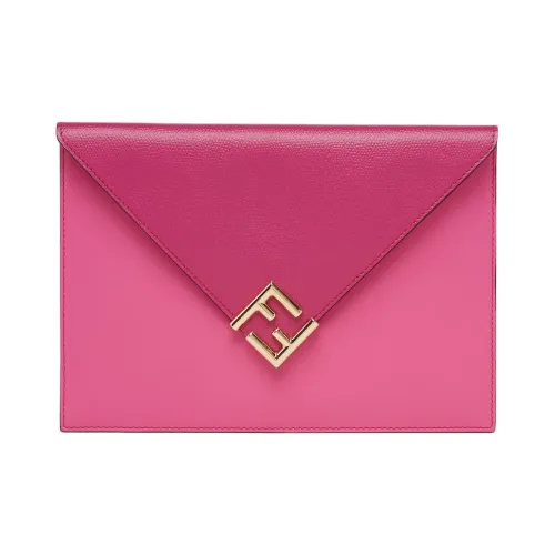 FENDI FF Diamonds Series Телячья кожа Клатч Большой Женский Черный