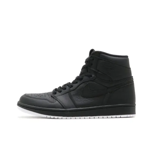 Jordan Air Jordan 1 Retro Черный Перфорированный Высокий Топ Винтажные Баскетбольные Кроссовки Мужские Черные