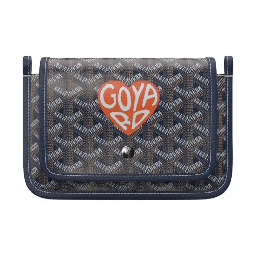GOYARD Холст и кожа Конверт Сумка Сумка через плечо Сумка на плечо Унисекс Темно-синий и Апельсин Маленькое сердце