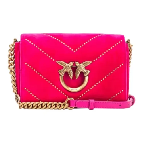 PINKO Вельвет Одно Плечо Через Плечо Клатч Мини Женский Фиолетовый Розовый