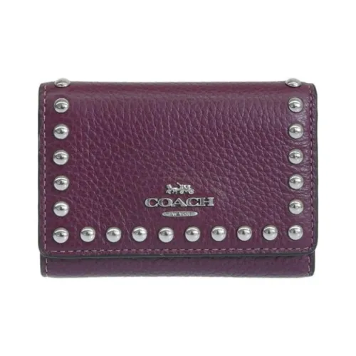 COACH Micro Leather Wallet Extra Mini Women's Dark Berry