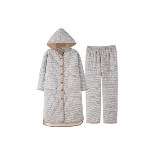 ZumashL S83779# Утепленный с капюшоном, одежда, комплекты, льняная ткань, синий тон, женские пижамные комплекты