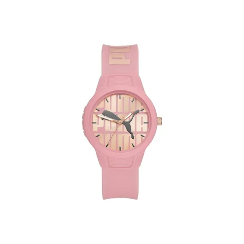 PUMA Женские часы Кварцевый механизм ПУ (полиуретан) Ремешок 35 мм Розовый циферблат Часы