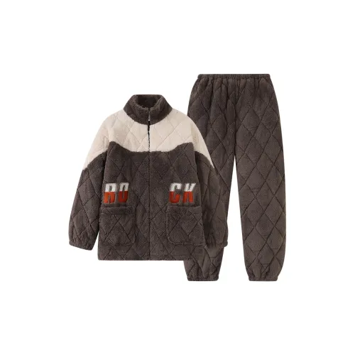 QINJING Абрикос Кофейный Мужской Пижамный Комплект