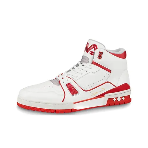 LOUIS VUITTON Тренер Высокий Топ Стильный Скейтбординг Мужской Белый Красный