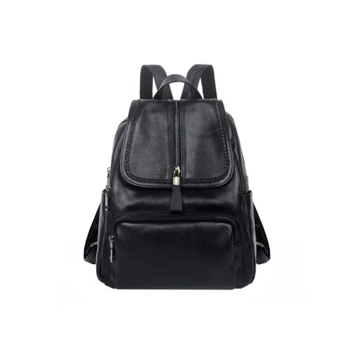 ALOENEY Рюкзак из коровьей кожи стандартный женский черный