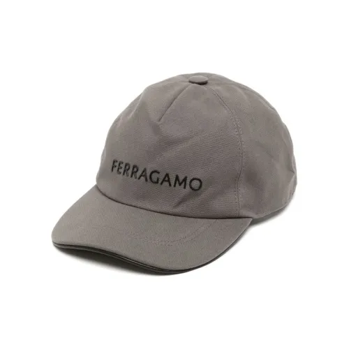 Ferragamo Хлопок Телячья кожа Кожа Холст Кепки Мужской Серый