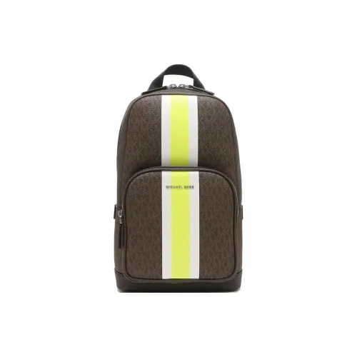 MICHAEL KORS MK Cooper Покрытие Холст Сумка через плечо Сумка на плечо Сумка через плечо Унисекс Коричневый и Неоново-желтый