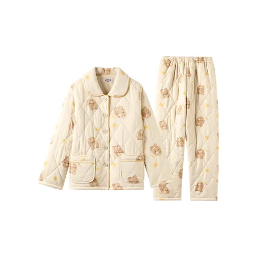 MB 95631 Абрикос Пудра [Утолщенный Кофе Угольный Хлопок] Женские Пижамные комплекты