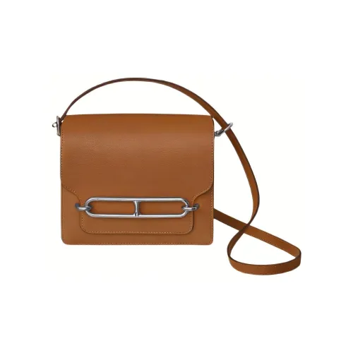 HERMES Roulis Evercolor Телячья кожа Свиной нос Сумка через плечо Мини Женские Золотисто-коричневый