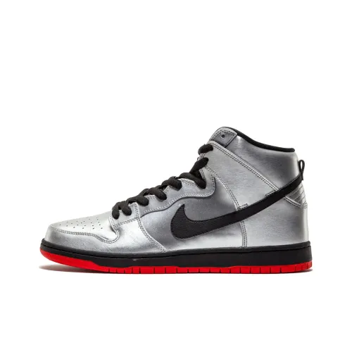 Nike Dunk SB Стальной RESERVE Высокие Кроссовки для скейтбординга Мужские Металлический серебристый