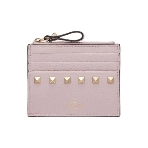 Valentino Rockstud Рельефная Телячья Кожа Держатель для Карт Женская Вода Сиреневый
