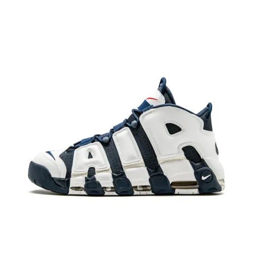 Nike Air More Uptempo OLYMPICS MID Топ Винтажные баскетбольные кроссовки Мужской Синий Белый Выпуск 2012 года